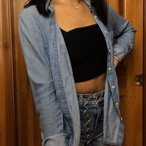 LOFT denim button up long sleeve